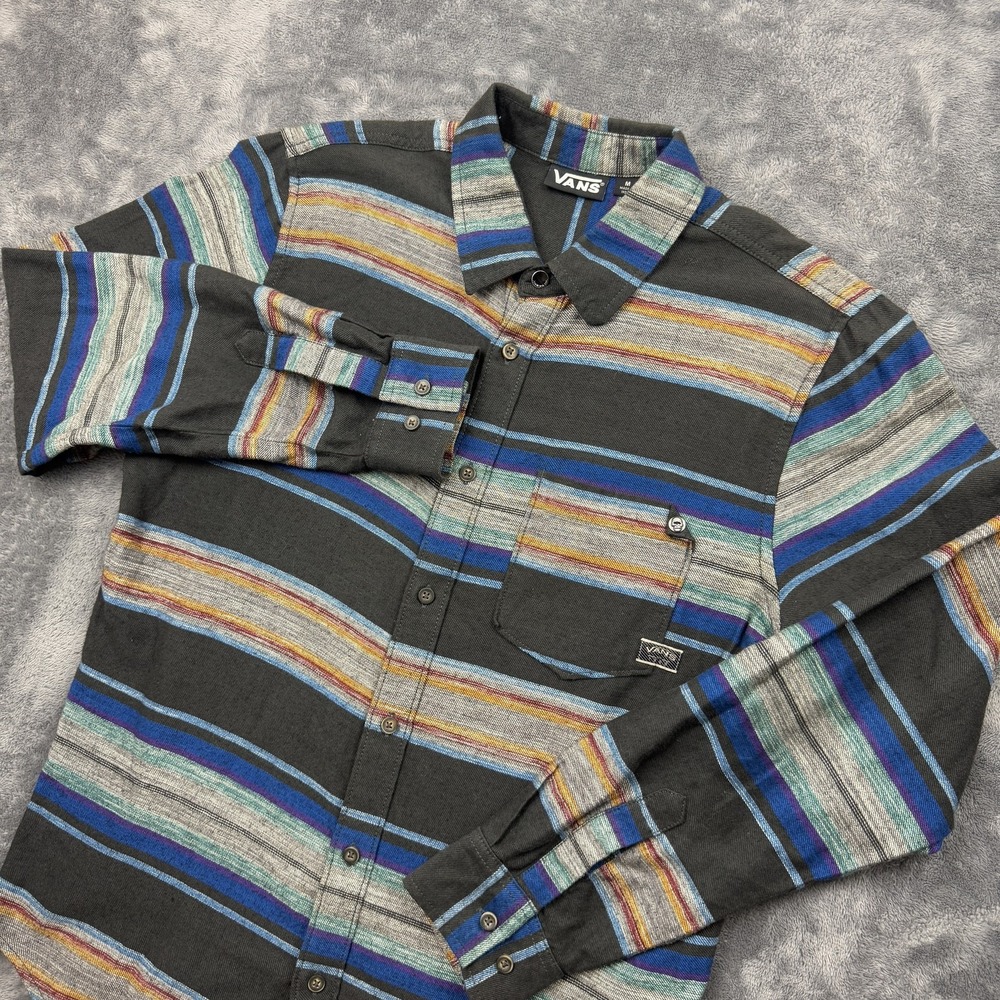 Vans Button Up Shirt Mens Medium Striped Long Sleeve Casual Multicolor